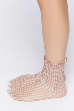 Houndstooth Print Crew Socks