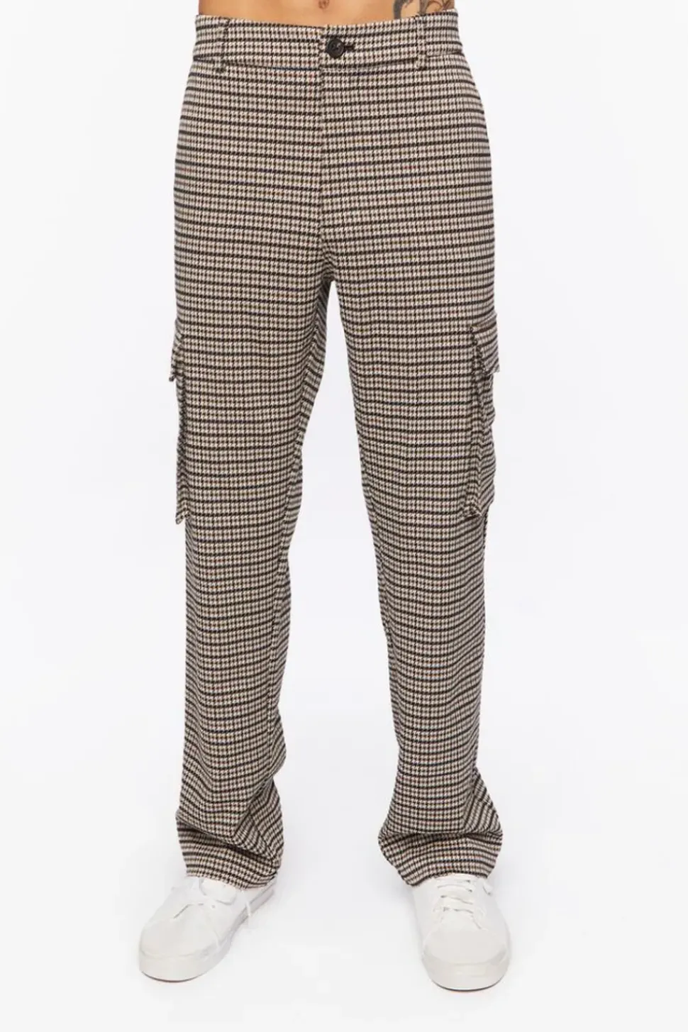 Houndstooth Straight-Leg Trousers