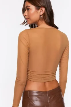 Illusion Neckline Corset Crop Top