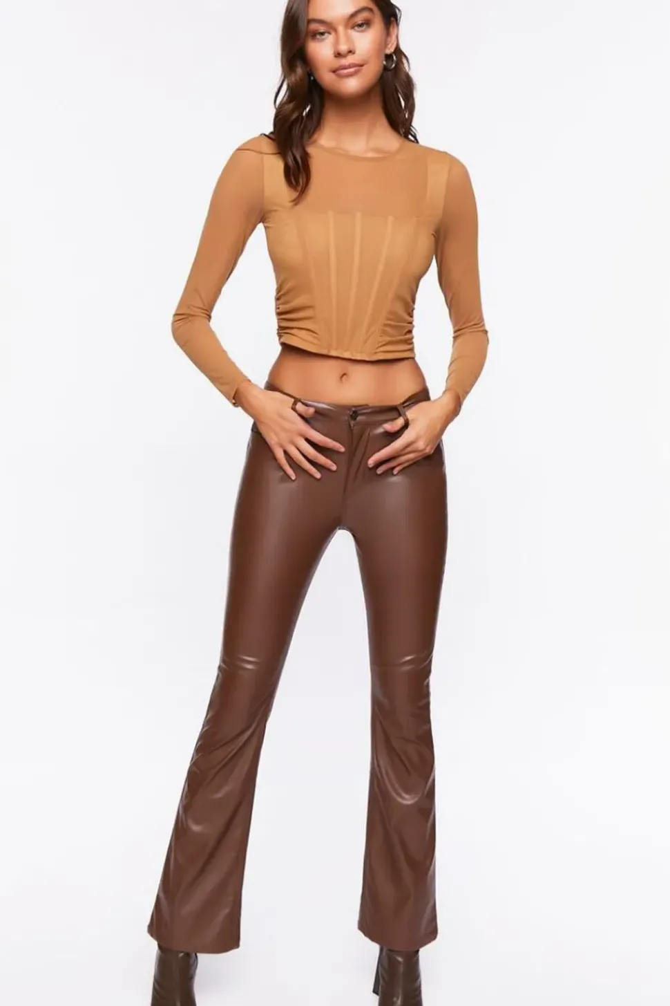Illusion Neckline Corset Crop Top