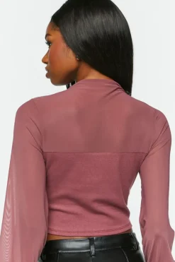 Illusion Neckline Crop Top