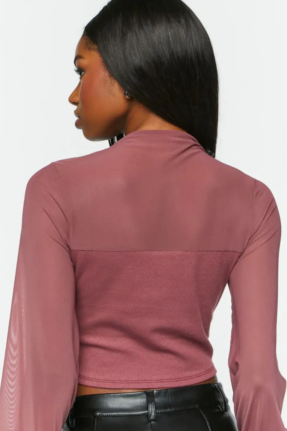 Illusion Neckline Crop Top
