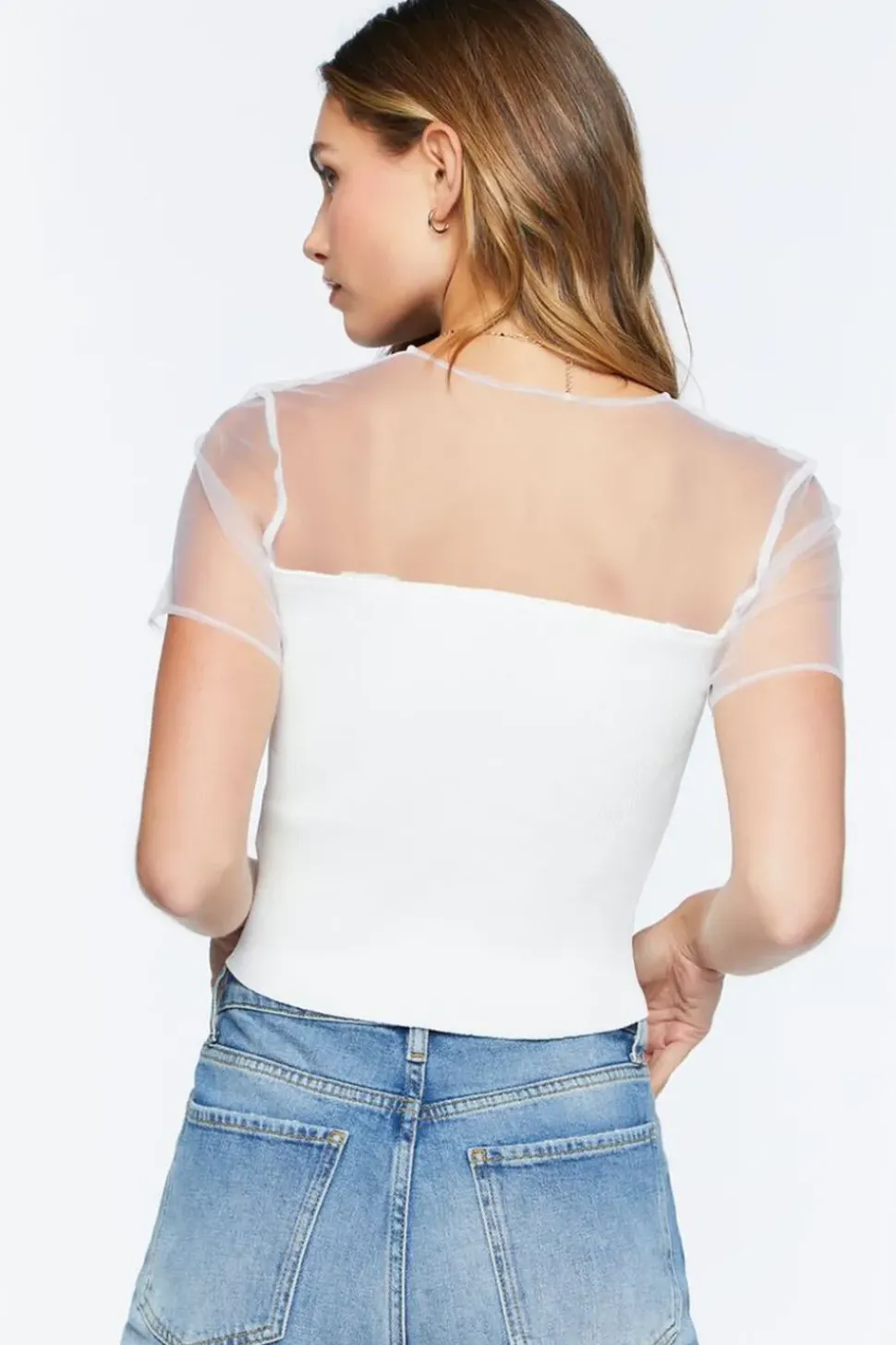 Illusion Sweater-Knit Crop Top