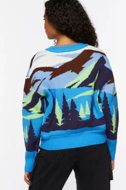 Intarsia Landscape Half-Zip Sweater