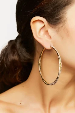 Intertwined Rhinestone Hoop Earrings