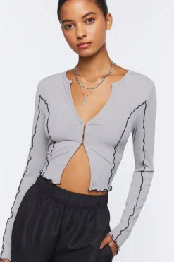 Inverse Seam Split-Hem Crop Top