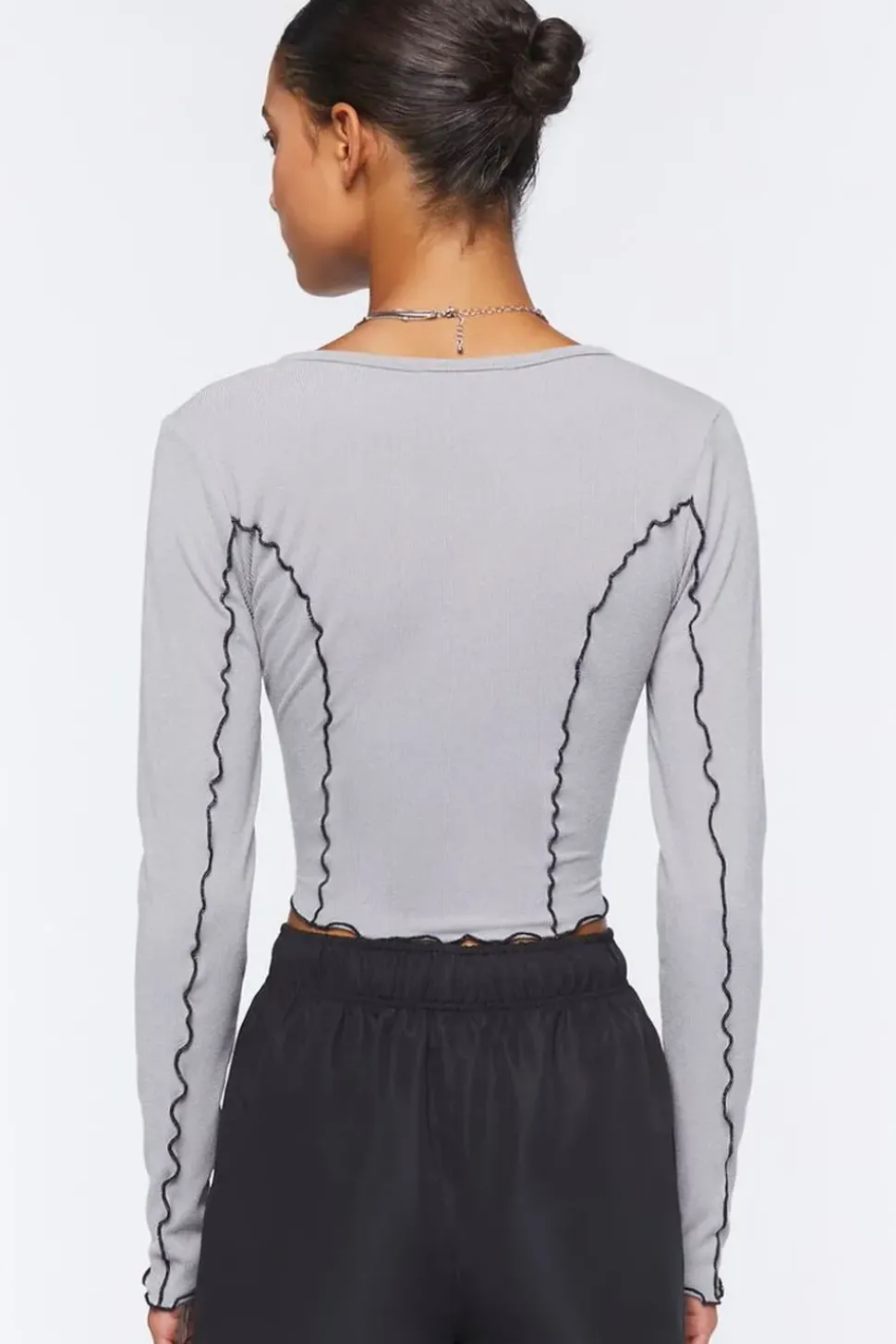 Inverse Seam Split-Hem Crop Top