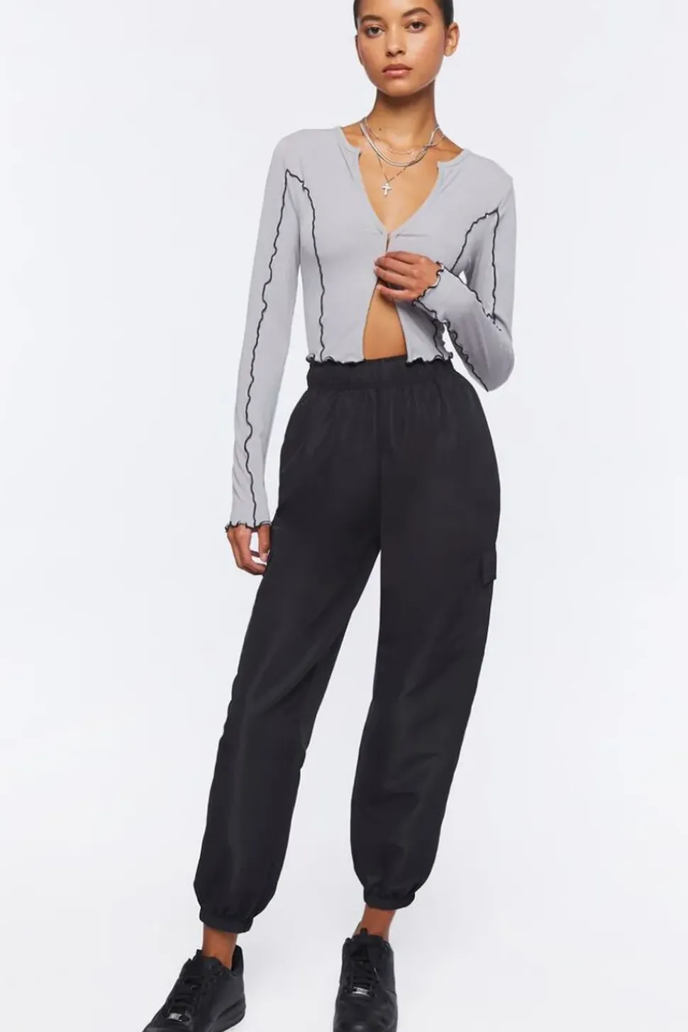Inverse Seam Split-Hem Crop Top