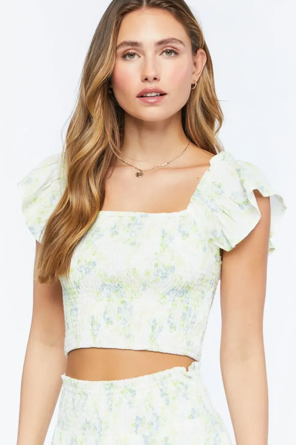 Inverted Floral Print Crop Top
