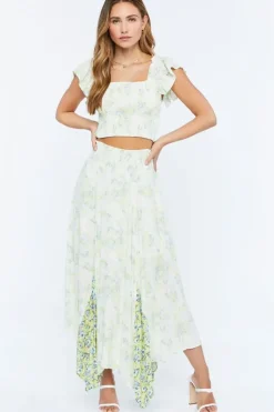 Inverted Floral Print Crop Top