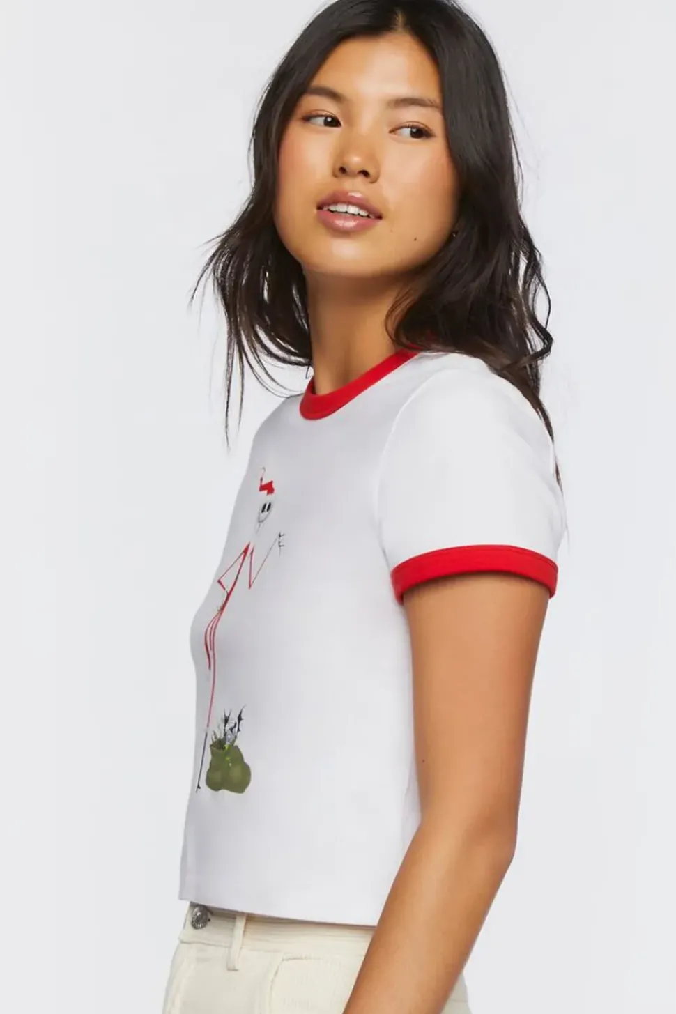 Jack Skellington Graphic Ringer Cropped Tee