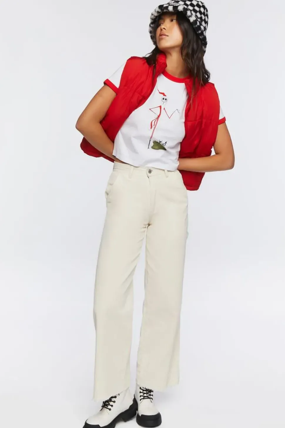 Jack Skellington Graphic Ringer Cropped Tee