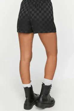 Jacquard Checkered Mid-Rise Shorts