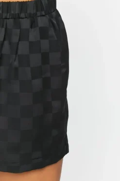 Jacquard Checkered Mid-Rise Shorts