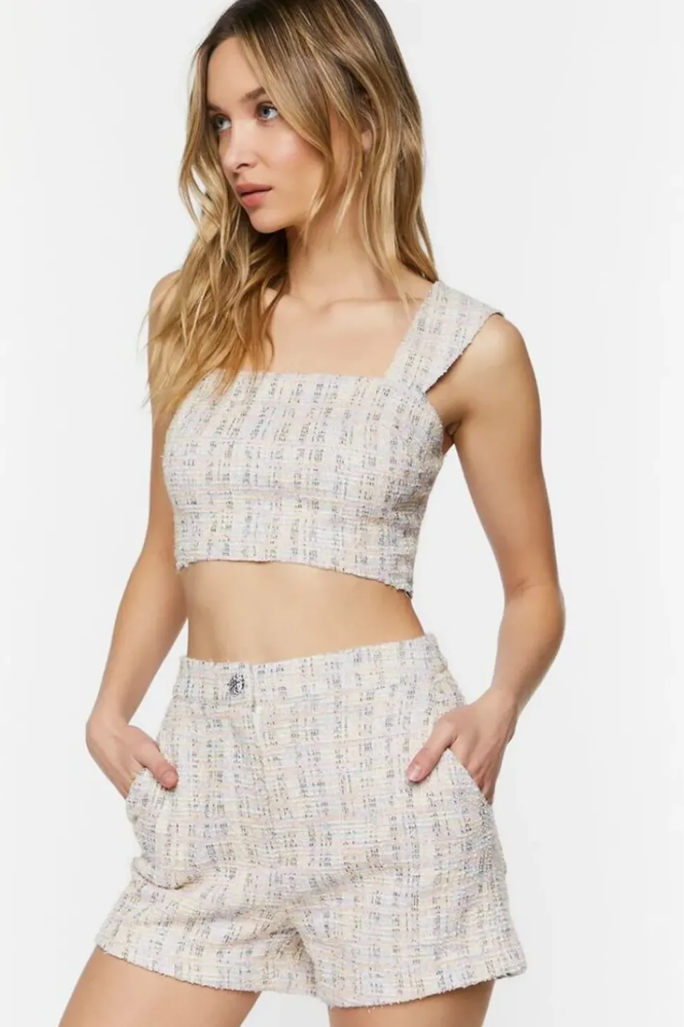 Jacquard Crop Top & Shorts Set