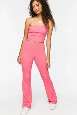Jacquard Mid-Rise Flare Pants