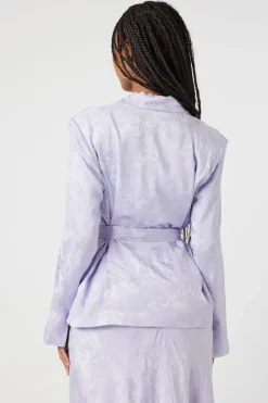 Jacquard Satin Belted Blazer