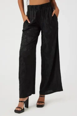 Jacquard Satin Wide-Leg Pants