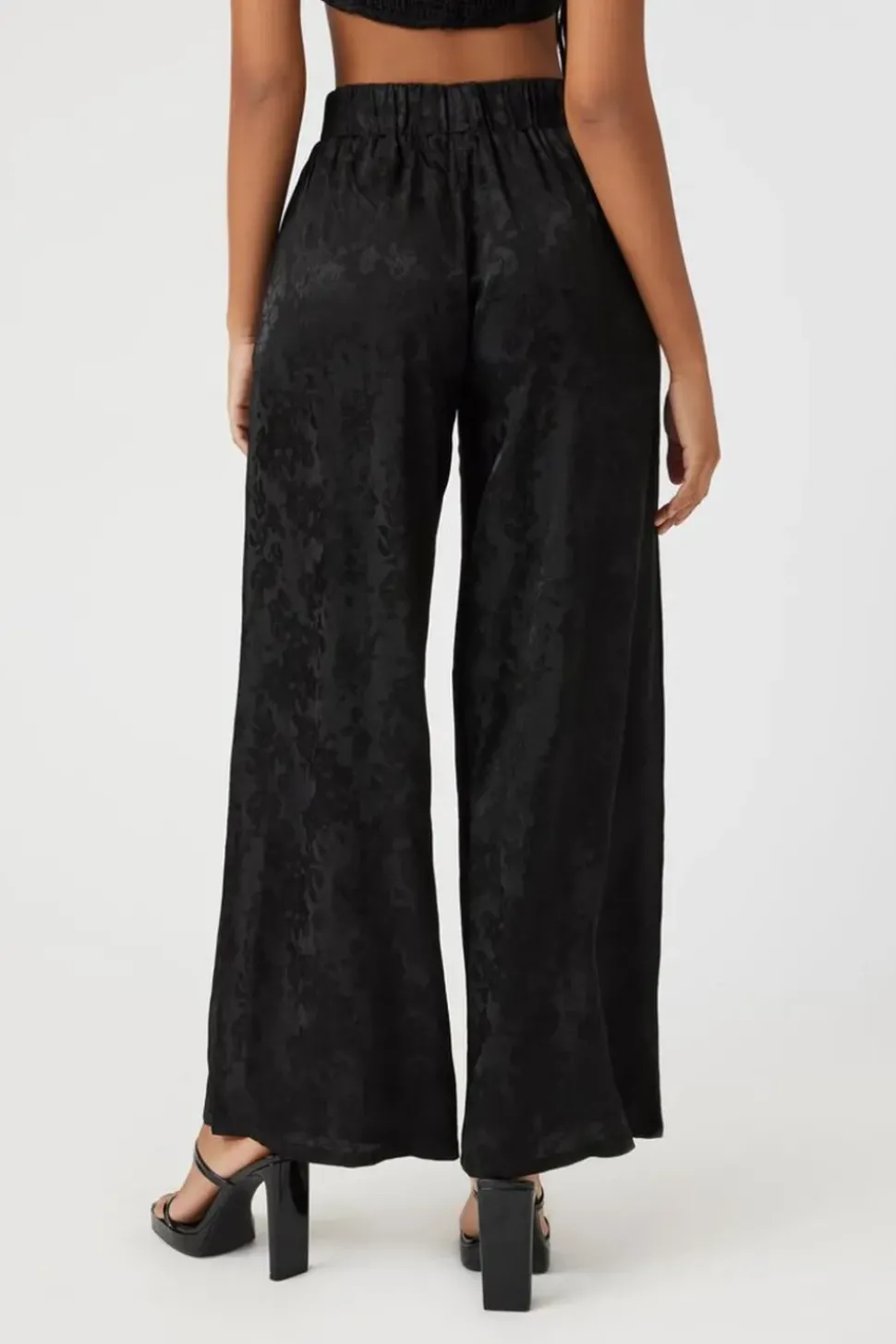 Jacquard Satin Wide-Leg Pants