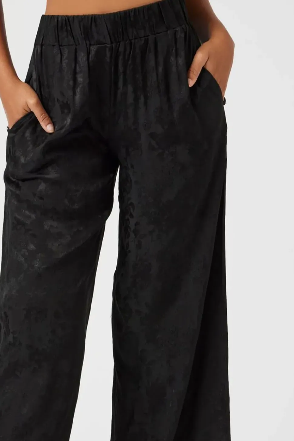 Jacquard Satin Wide-Leg Pants