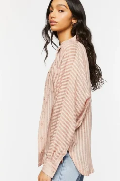 Jacquard Striped Dolphin-Hem Shirt
