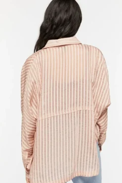 Jacquard Striped Dolphin-Hem Shirt