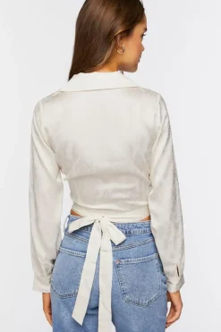 Jacquard Wrap Crop Top