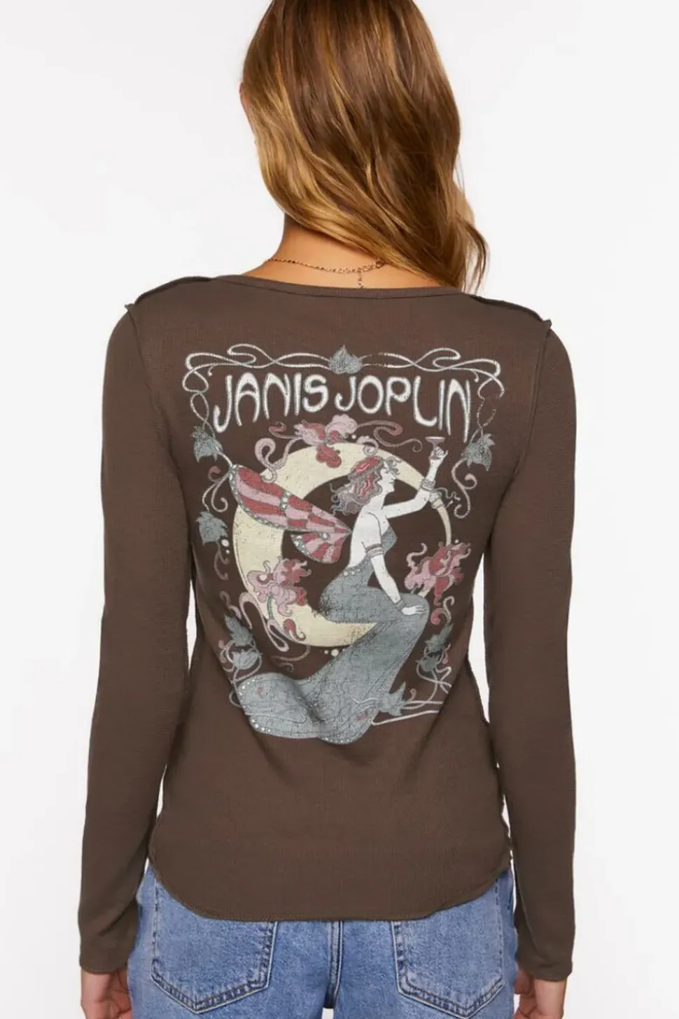 Janis Joplin Graphic Henley Top