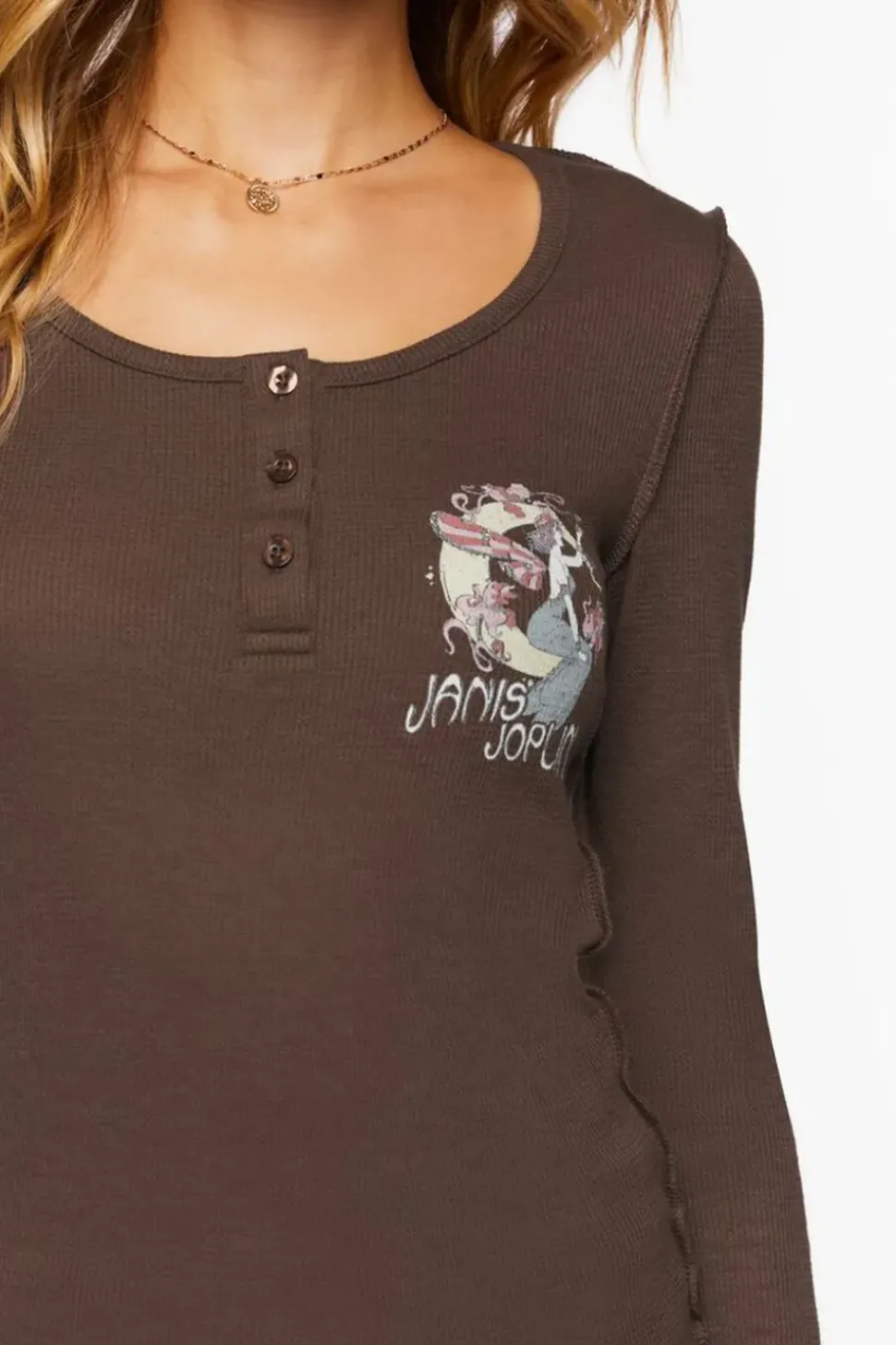 Janis Joplin Graphic Henley Top
