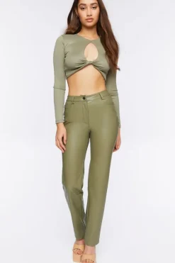 Keyhole Long-Sleeve Crop Top