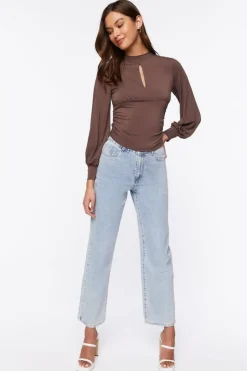 Keyhole Mock Neck Top