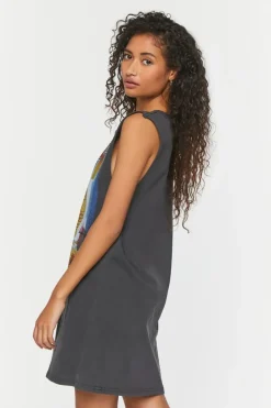 Kiss Distressed Graphic T-Shirt Dress