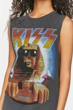 Kiss Distressed Graphic T-Shirt Dress