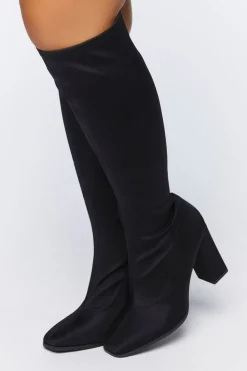 Knee-High Block Heel Boots (Wide)