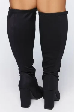 Knee-High Block Heel Boots (Wide)