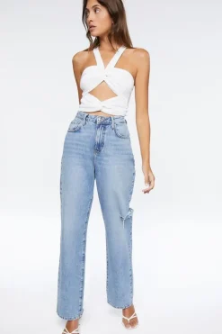 Knotted Cutout Halter Crop Top