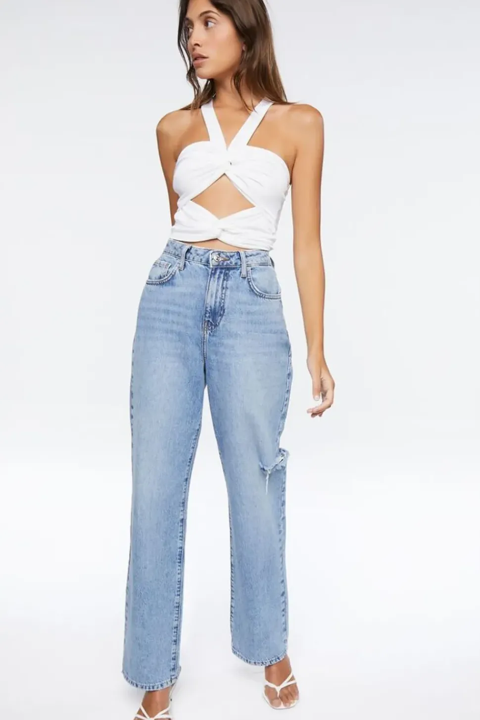 Knotted Cutout Halter Crop Top