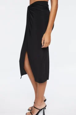 Knotted High-Rise Midi Skirt
