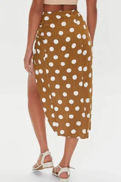 Knotted Polka Dot Midi Skirt