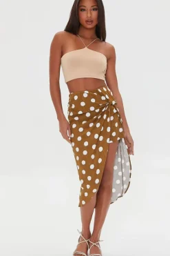 Knotted Polka Dot Midi Skirt