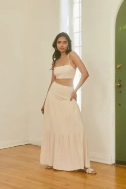Lace-Back Cropped Cami & Skirt Set