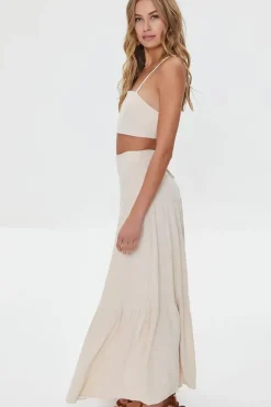 Lace-Back Cropped Cami & Skirt Set