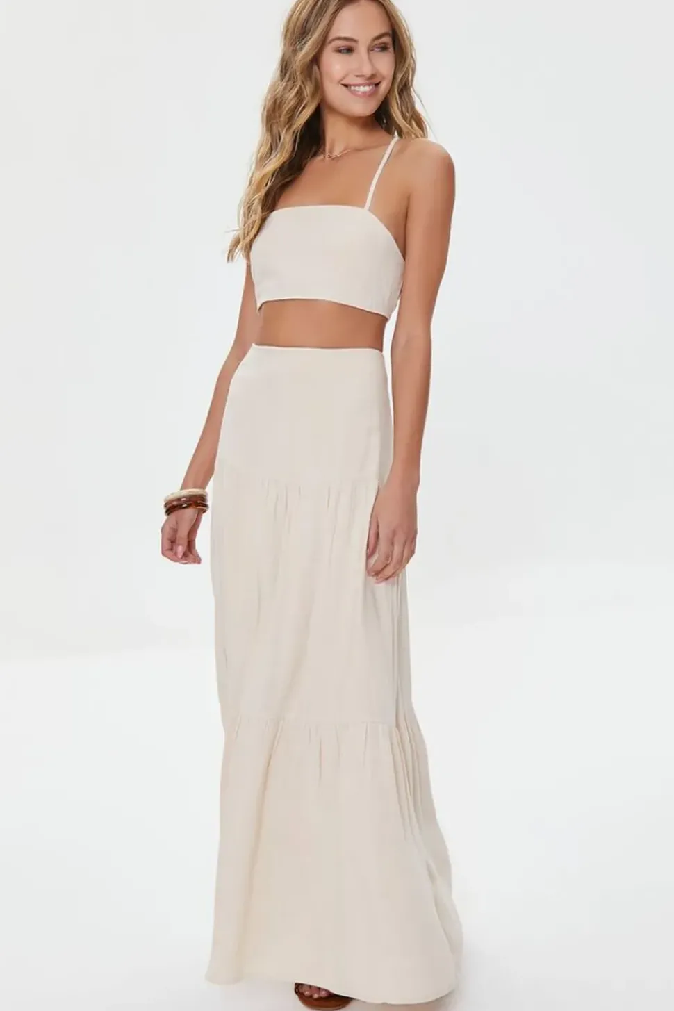 Lace-Back Cropped Cami & Skirt Set