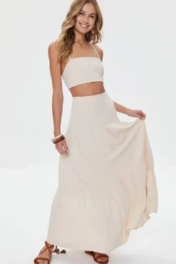 Lace-Back Cropped Cami & Skirt Set