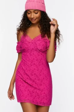 Lace Cami Cap-Sleeve Mini Dress