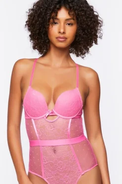 Lace Clip Dot Lingerie Bodysuit