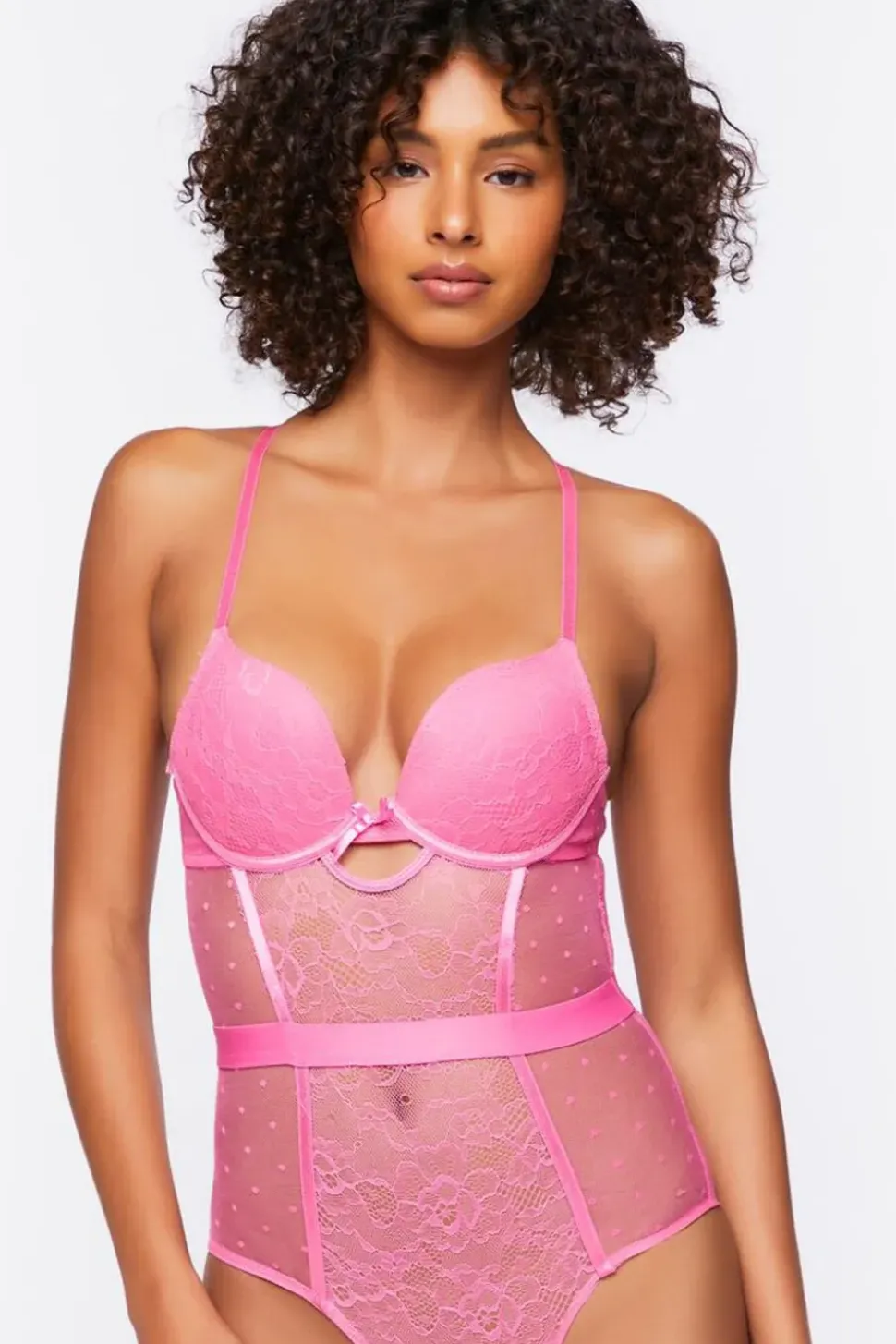 Lace Clip Dot Lingerie Bodysuit
