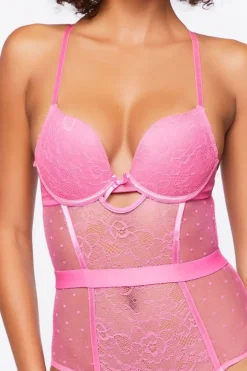 Lace Clip Dot Lingerie Bodysuit