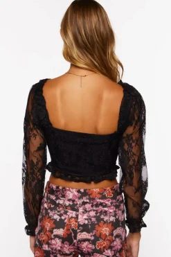 Lace Hook-And-Eye Crop Top