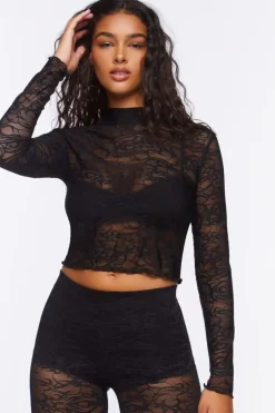 Lace Mock-Neck Crop Top